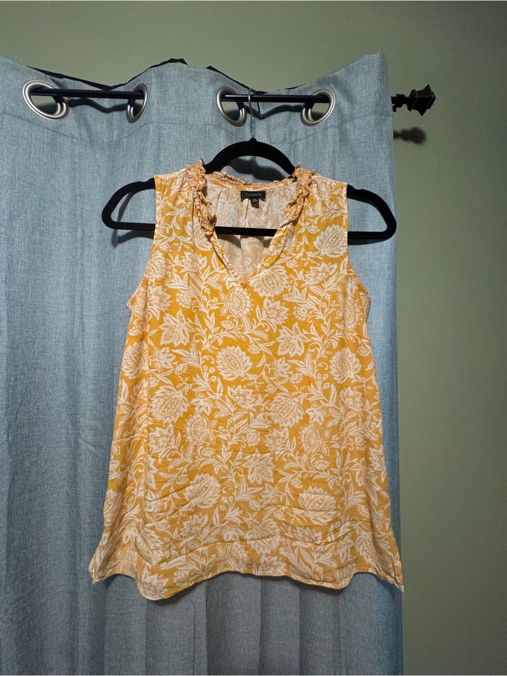 Talbots Sleeveless Yellow Floral V-Neck Top